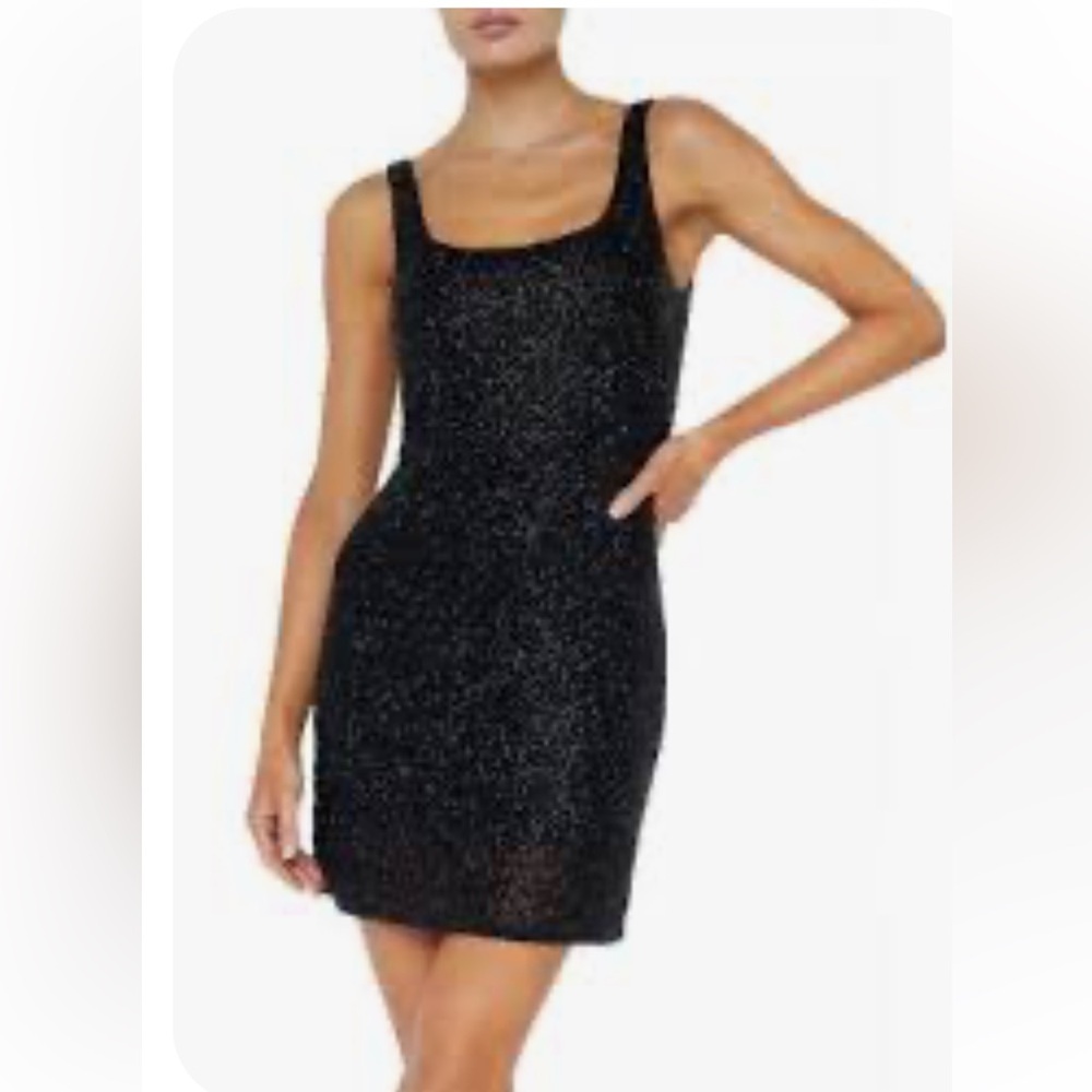 Jump Appreal Elegant Black Glitter Dress, Made in USA